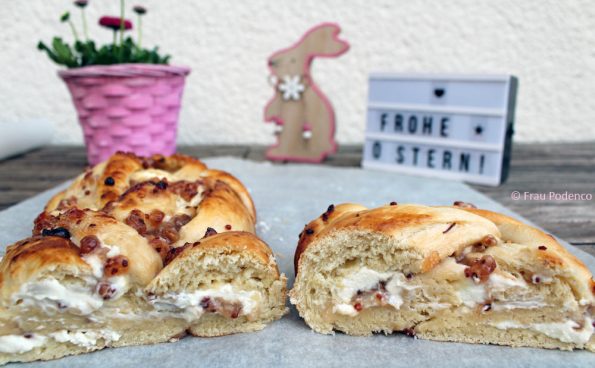 Hefezopf zu Ostern ganz einfach backen, gefüllter Osterzopf