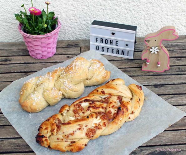 Hefezopf zu Ostern ganz einfach backen, gefüllter Osterzopf